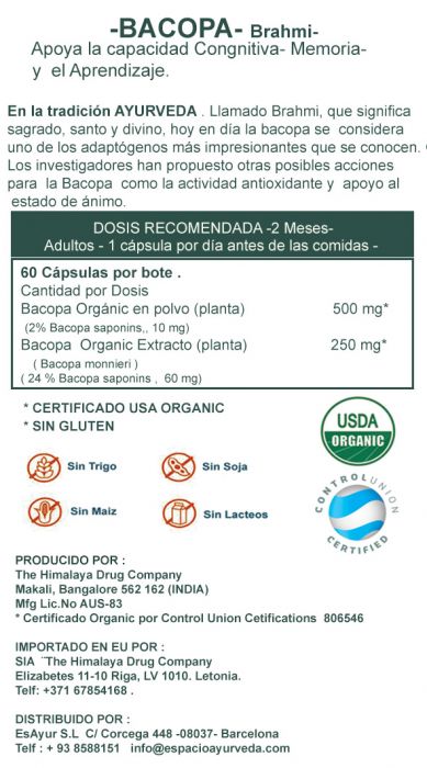 Bacopa Organic - 60 cápsulas - Imagen 2